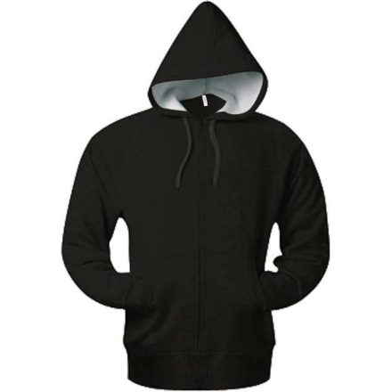 ka444bl-l, KARIBAN ZIP HOODED (KA444) hosszú ujjú uniszex pulóver poliészter/pamut oldalvarrott