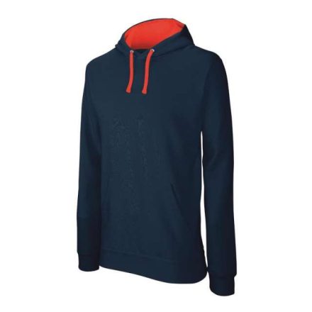 ka446nv-re-l, CONTRAST HOODED (KA446) hosszú ujjú férfi pulóver poliészter/pamut oldalvarrott