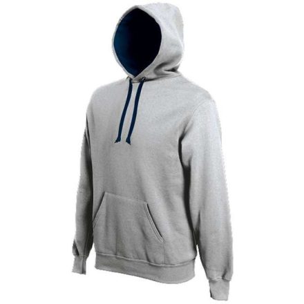 ka446og-nv-l, CONTRAST HOODED (KA446) hosszú ujjú férfi pulóver poliészter/pamut oldalvarrott