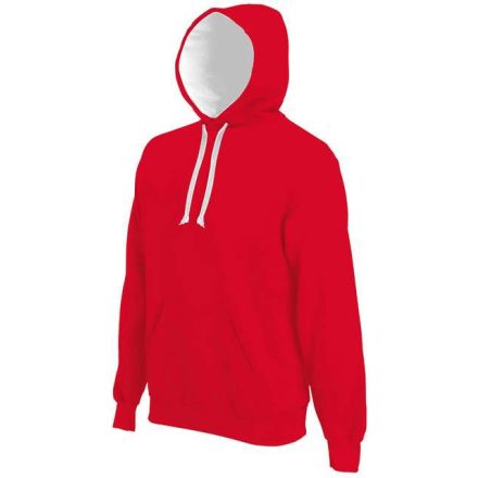 ka446re-wh-xl, CONTRAST HOODED (KA446) hosszú ujjú férfi pulóver poliészter/pamut oldalvarrott