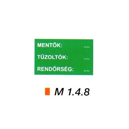 Mentők: ...; Tűzoltók: ...; Rendőrség: ...  m 1.4.8