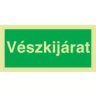 Vészkijárat, után világítós menekülési útvonalat jelző öntapadós tábla