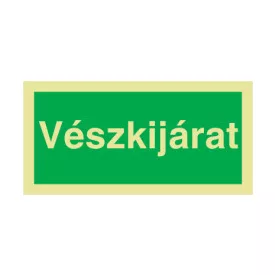   Vészkijárat, után világítós menekülési útvonalat jelző öntapadós tábla