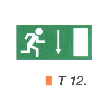 Menekülési út a lépcsőn lefelé, ajtó jobbra t 12