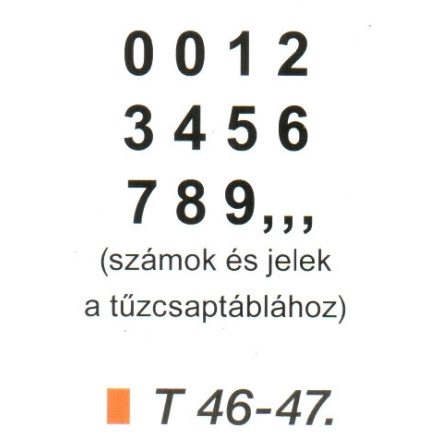 Tüzcsap számok ívben (4 cm) t 47