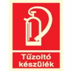Tűzoltó készülék helyét jelölő, után világítós tűzvédelmi öntapadós tábla