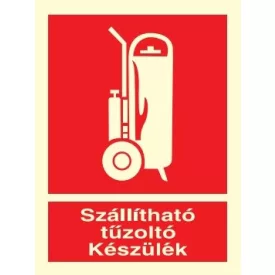   Szállítható tűzoltó készülék, után világítós tűzvédelmi öntapadós tábla