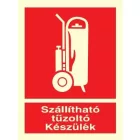 Szállítható tűzoltó készülék, után világítós tűzvédelmi öntapadós tábla